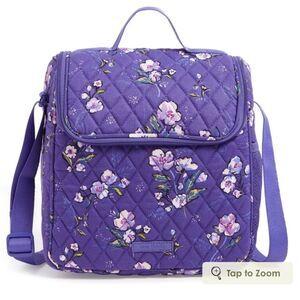 Vera Bradley Wild Roses Purple Floral Quilted Cotton Crossbody Lunch Bag